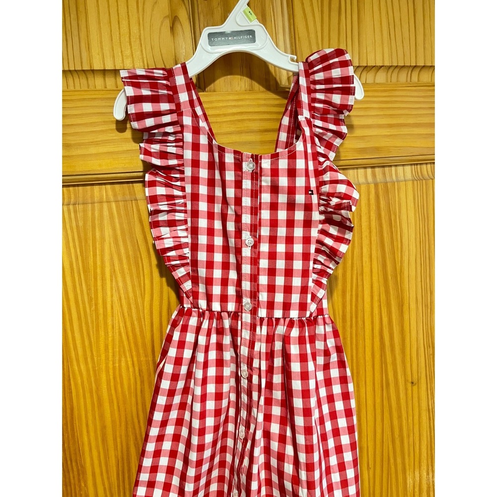 Tommy Hifiger Girls 4T Gingham Dress Red and White for Spring & Summer